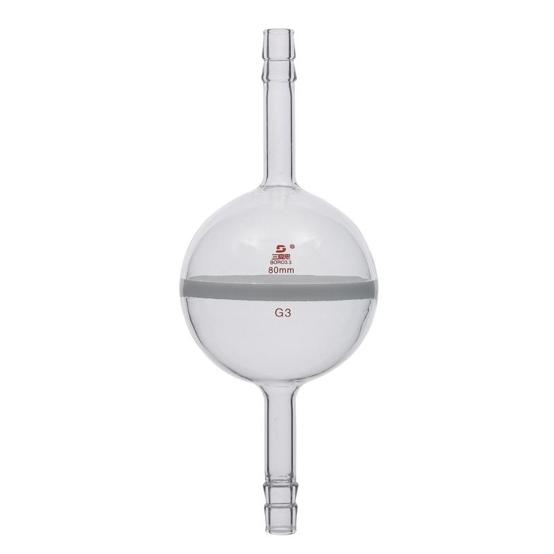 三爱思玻璃砂芯滤球球形气体过滤器洗气管道过滤器双层砂芯过滤球25/150/150G1-G4可定制 化学实验室器材厂家